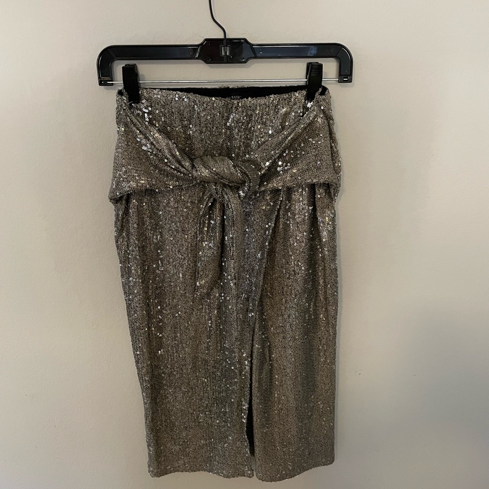Zara sequin midi skirt silver